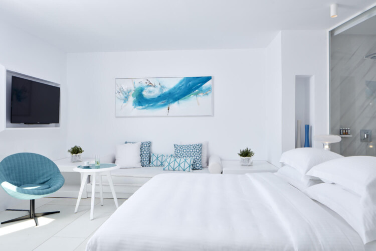 Ambassador hotel blue and white decor